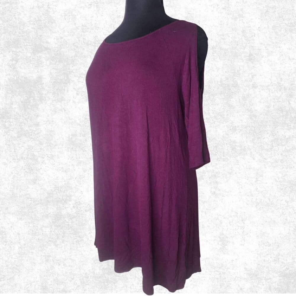 Terra & Sky 0X (14W) Purple Tunic Top Soft Stretch Knit Plus Size Casual Tee - Thumbnail 5
