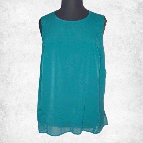 Lane Bryant Teal Chiffon Layering Tank Top 20 Plus Size Sleeveless Tunic Blouse - Thumbnail 7