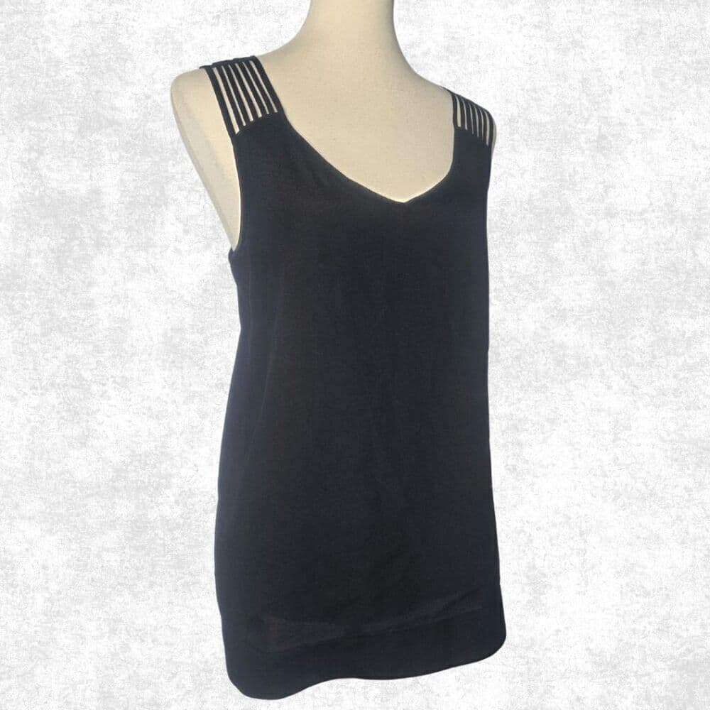 Naked Zebra Women’s Black Strappy V-Neck Cami Top – Size Large