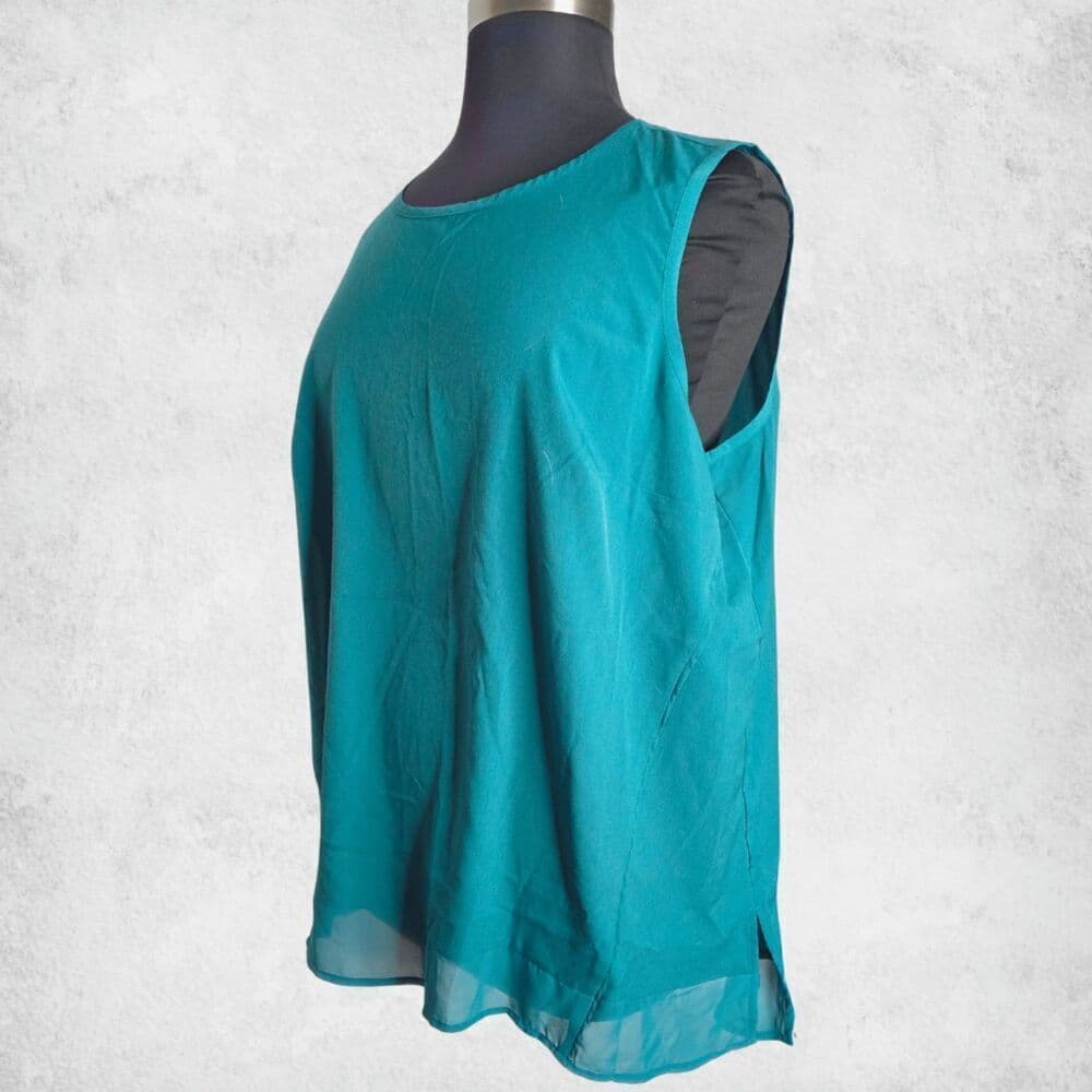 Lane Bryant Teal Chiffon Layering Tank Top 20 Plus Size Sleeveless Tunic Blouse - Thumbnail 5