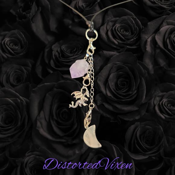 Women's Unbranded Purple & Silver Dragon Moon Charm Necklace, One Size - Thumbnail 7