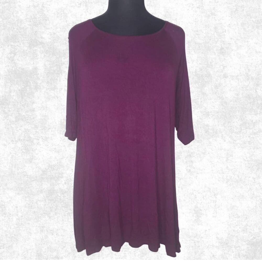 Terra & Sky 0X (14W) Purple Tunic Top Soft Stretch Knit Plus Size Casual Tee - Thumbnail 4