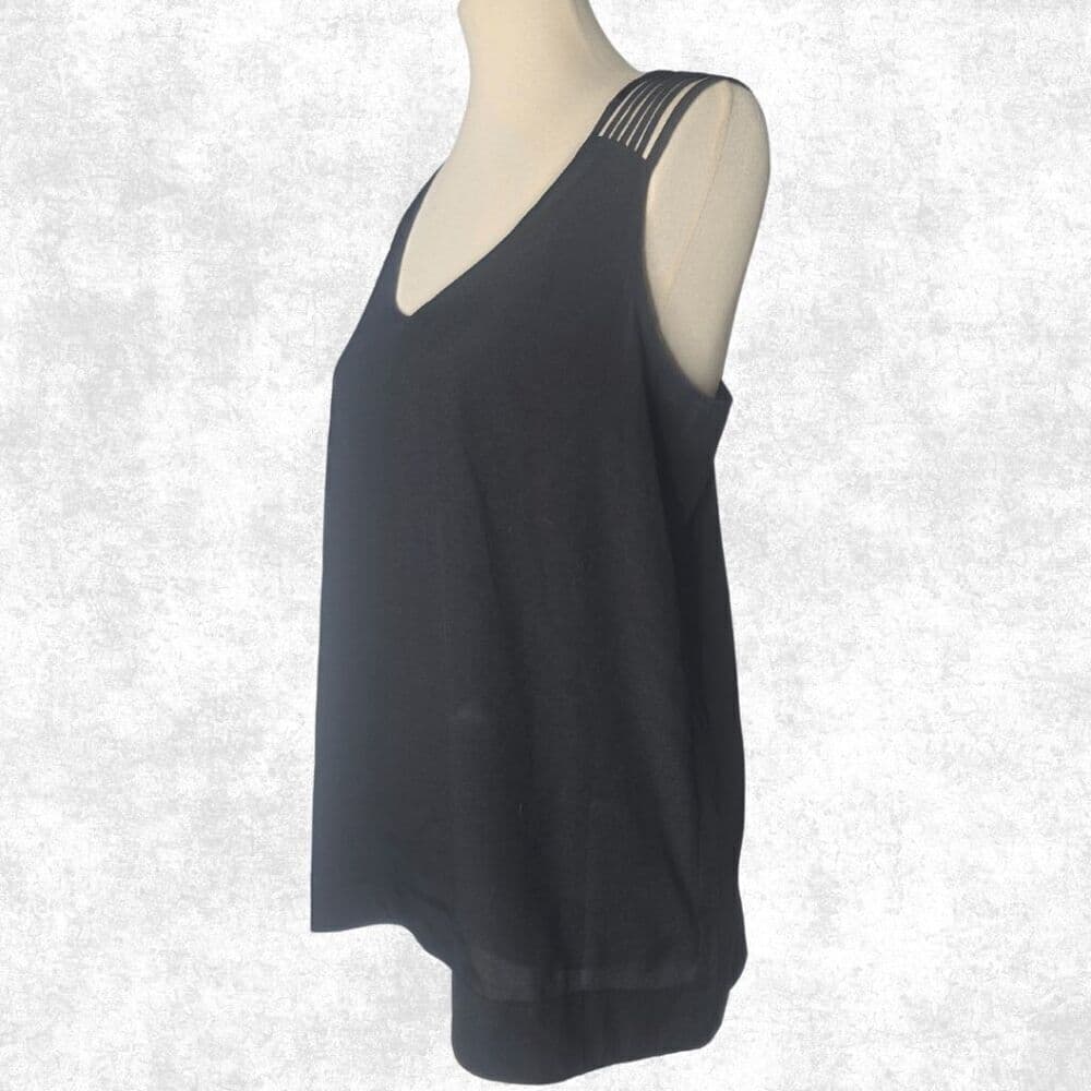 Naked Zebra Women’s Black Strappy V-Neck Cami Top – Size Large - Thumbnail 6