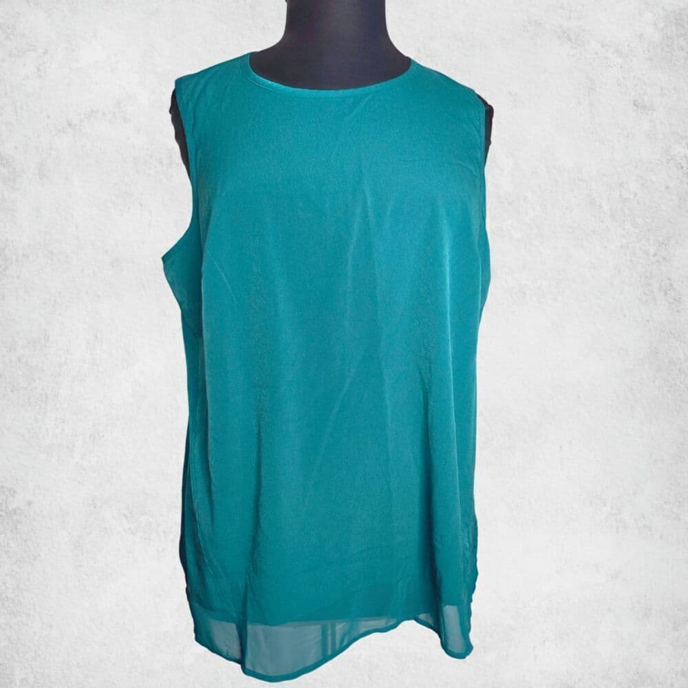 Lane Bryant Teal Chiffon Layering Tank Top 20 Plus Size Sleeveless Tunic Blouse