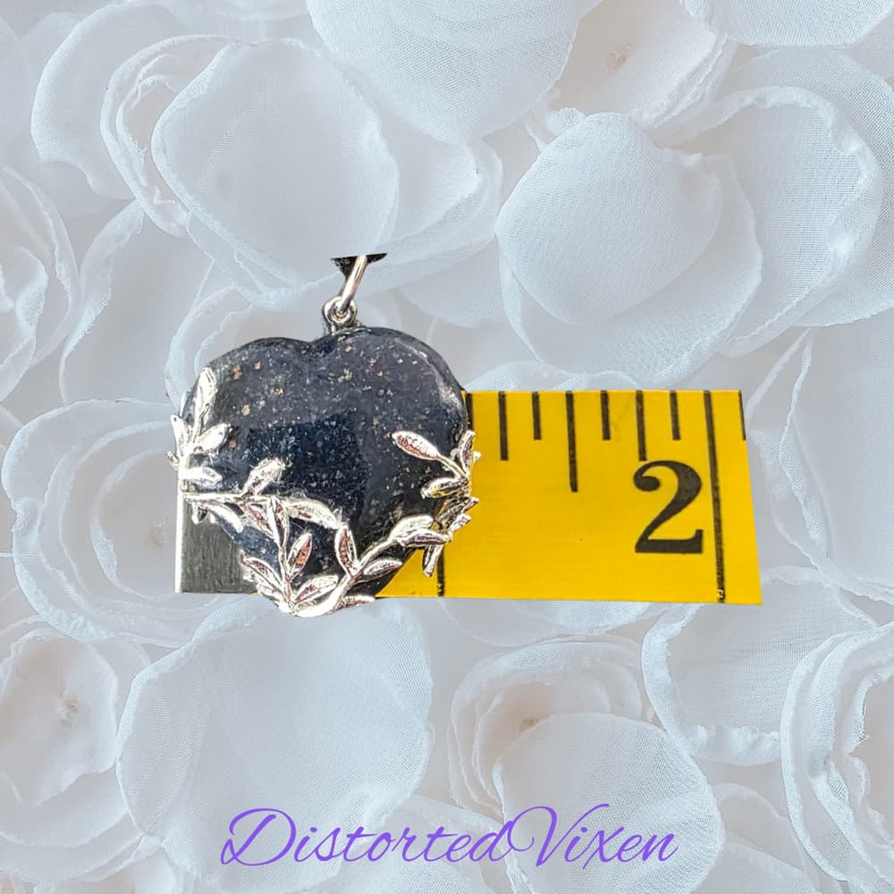 Lapis Lazuli Leaf Pendant Necklace – Silver Leaf Wrapped Blue Stone Black Cord - Thumbnail 3