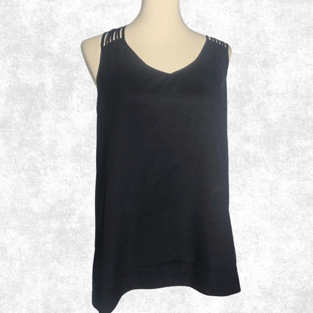 Naked Zebra Women’s Black Strappy V-Neck Cami Top – Size Large - Thumbnail 3