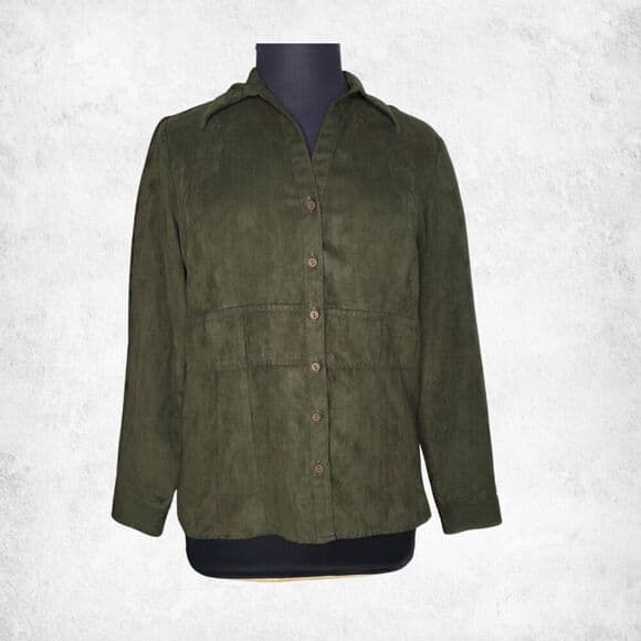 Cato Olive Green Faux Suede Button Front Shirt Jacket Women’s XL - Thumbnail 7