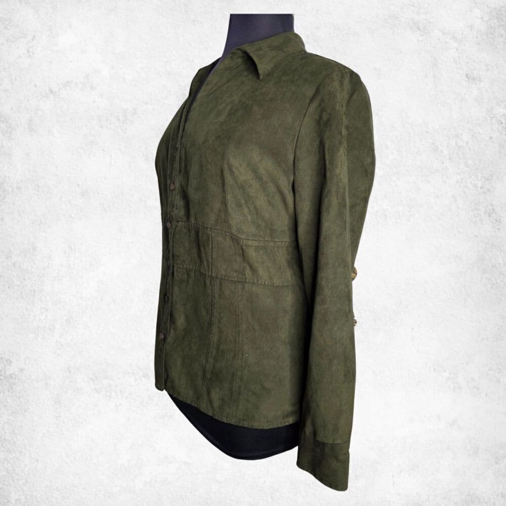 Cato Olive Green Faux Suede Button Front Shirt Jacket Women’s XL - Thumbnail 4