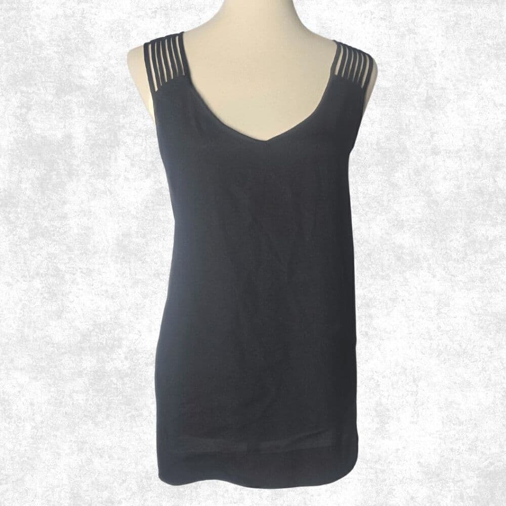 Naked Zebra Women’s Black Strappy V-Neck Cami Top – Size Large - Thumbnail 8