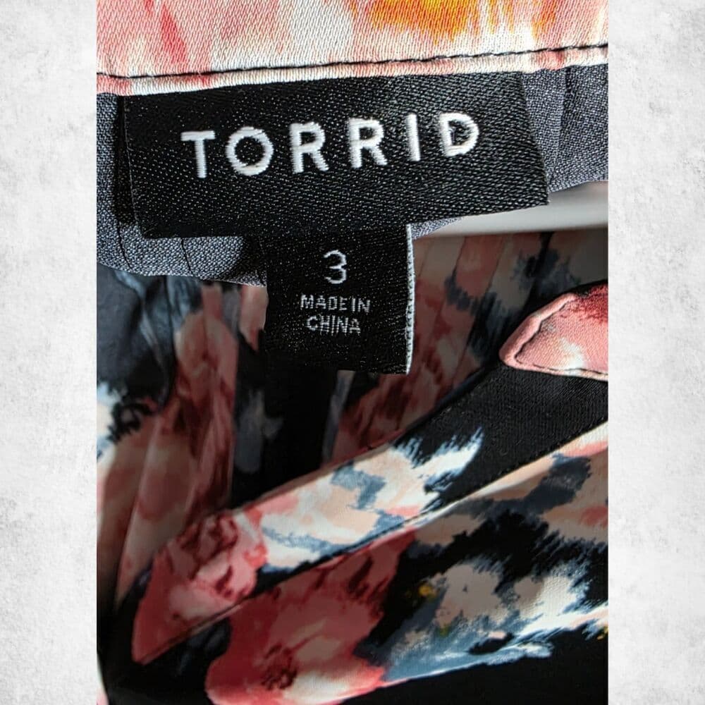 Torrid Floral Blouse 3X – Black Pink Rose Print Top Plus Size Long Sleeve - Thumbnail 5