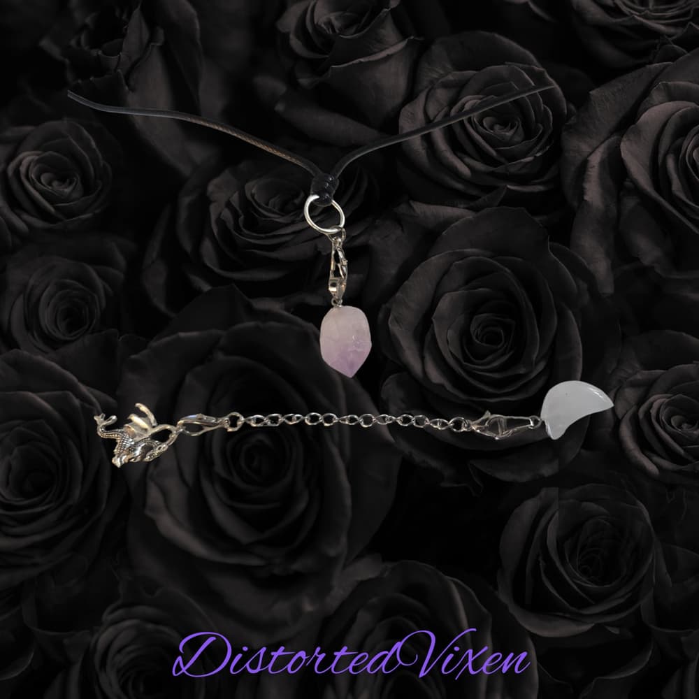 Women's Unbranded Purple & Silver Dragon Moon Charm Necklace, One Size - Thumbnail 2