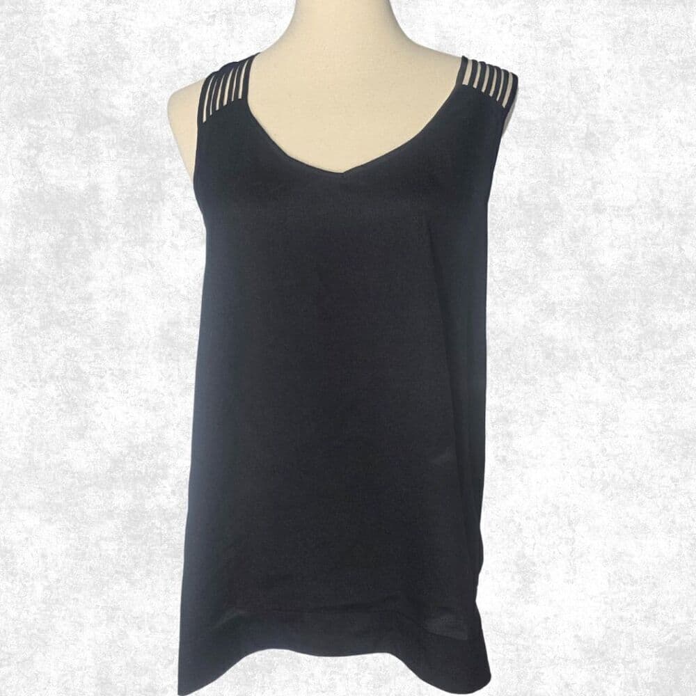 Naked Zebra Women’s Black Strappy V-Neck Cami Top – Size Large - Thumbnail 7