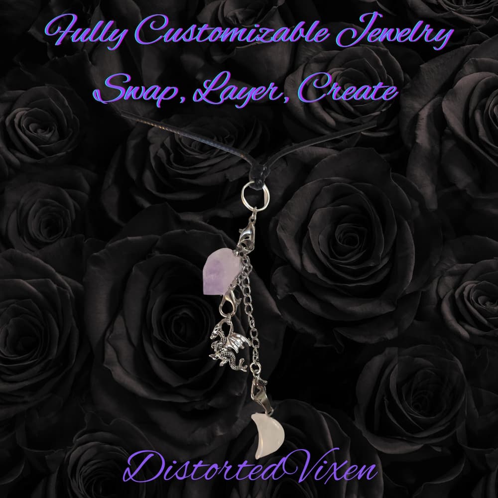 Women's Unbranded Purple & Silver Dragon Moon Charm Necklace, One Size - Thumbnail 5