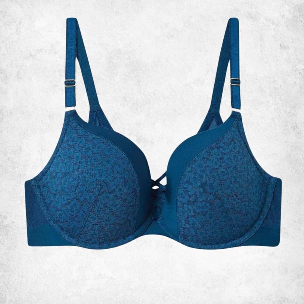 Torrid Curve 40DD XO Plunge Push-Up Bra – Teal Leopard Print - Thumbnail 5