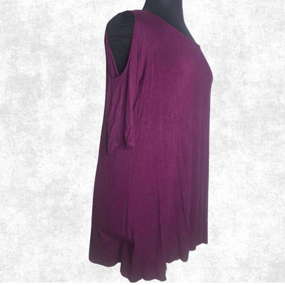 Terra & Sky 0X (14W) Purple Tunic Top Soft Stretch Knit Plus Size Casual Tee - Thumbnail 3