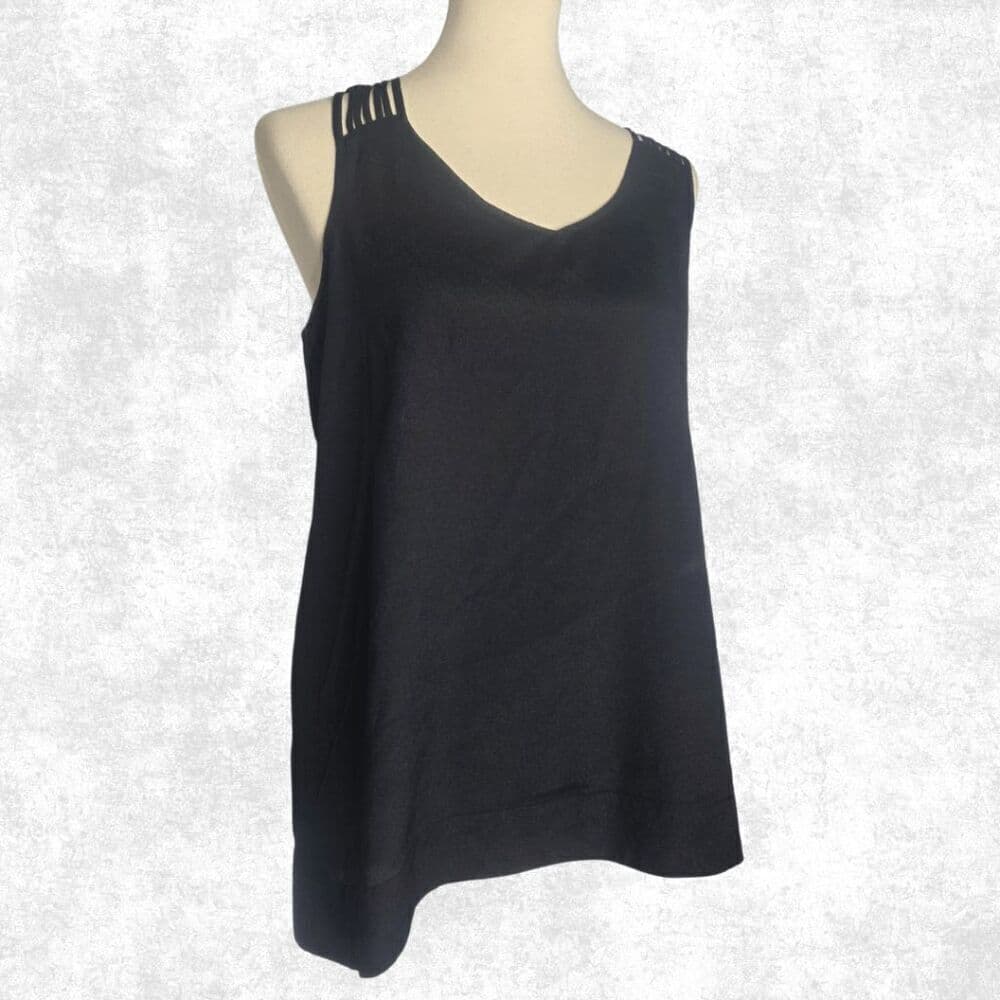 Naked Zebra Women’s Black Strappy V-Neck Cami Top – Size Large - Thumbnail 5