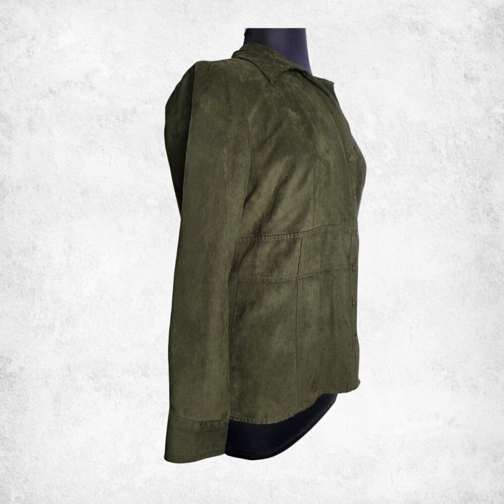 Cato Olive Green Faux Suede Button Front Shirt Jacket Women’s XL - Thumbnail 2