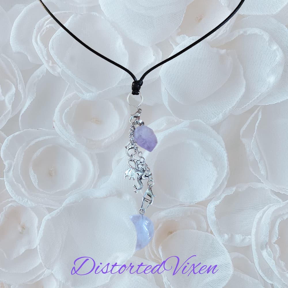 Women's Unbranded Purple & Silver Dragon Moon Charm Necklace, One Size - Thumbnail 4