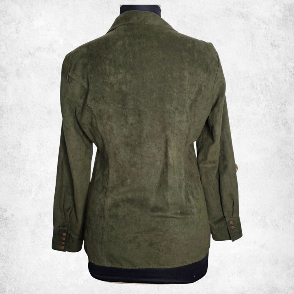 Cato Olive Green Faux Suede Button Front Shirt Jacket Women’s XL - Thumbnail 5