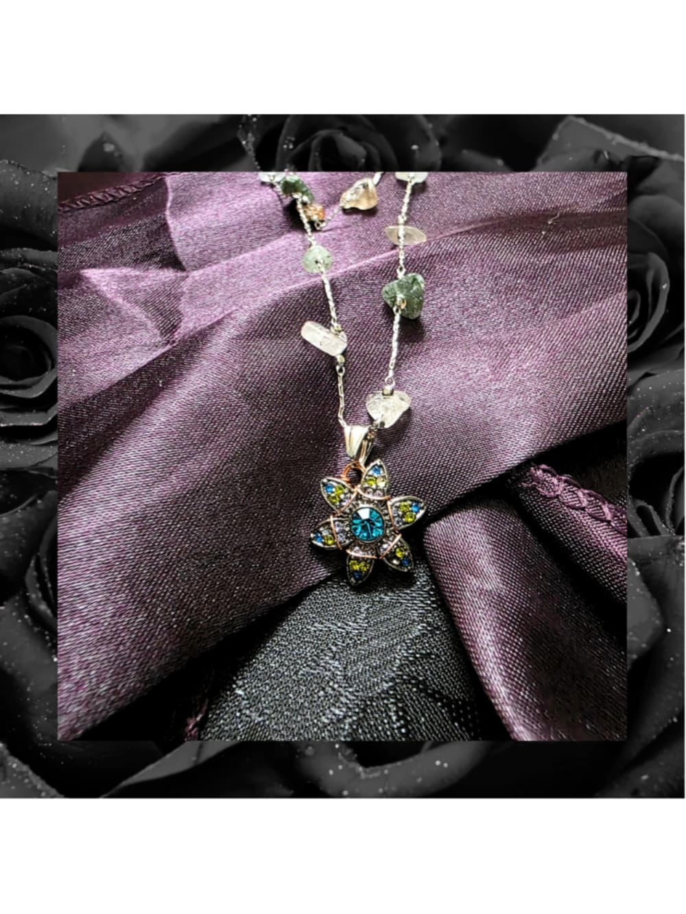 Fluorite Chip 2-Strand Necklace — Copper Wrapped Celestial Pendant — Layered Gem - Thumbnail 2