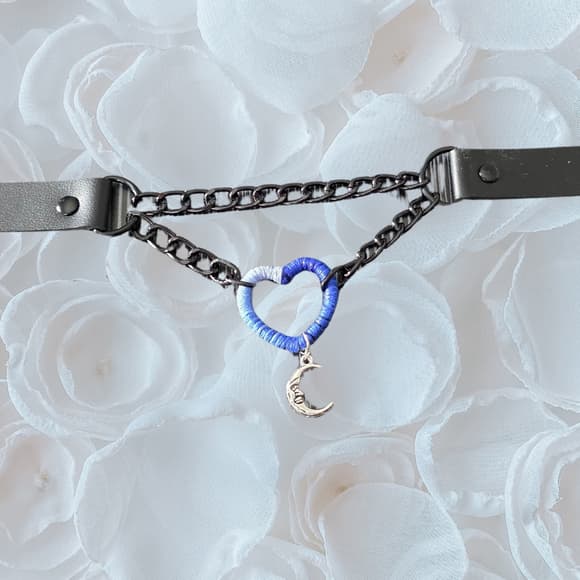 thic Armor Blue Ombré Heart Choker - Celestial Moon & Star Coquette Aesthetic - Thumbnail 9