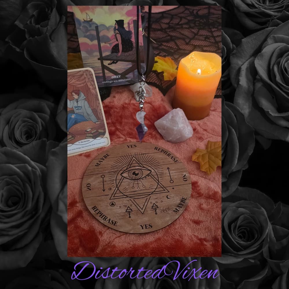 Dragon Amethyst Pendulum Necklace • Clear Quartz Moon • Witch Divination Jewelry - Thumbnail 8