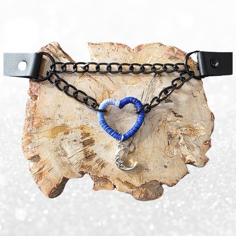 thic Armor Blue Ombré Heart Choker - Celestial Moon & Star Coquette Aesthetic - Thumbnail 5