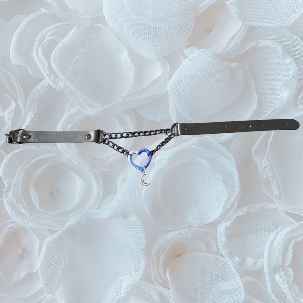 thic Armor Blue Ombré Heart Choker - Celestial Moon & Star Coquette Aesthetic