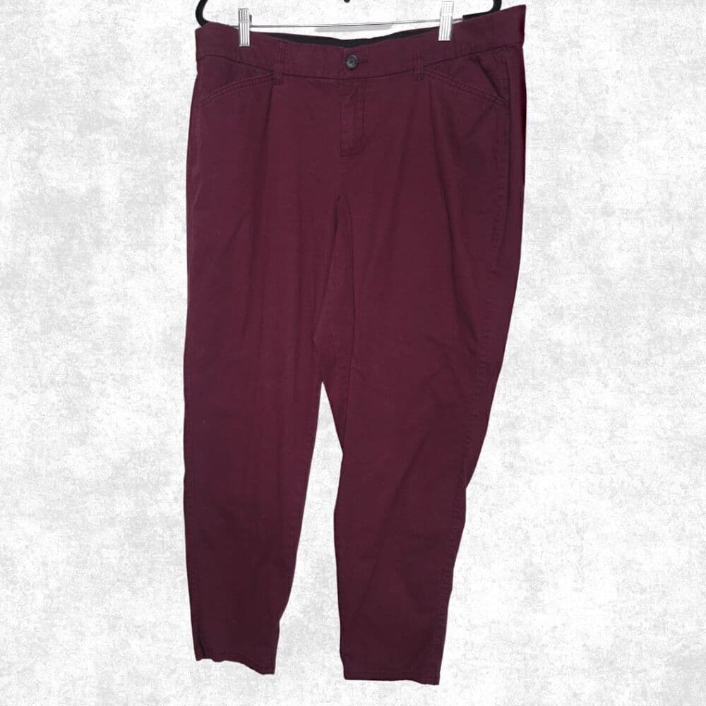 Lane Bryant Burgundy Stretch Cotton Trousers – Size 16 - Thumbnail 5