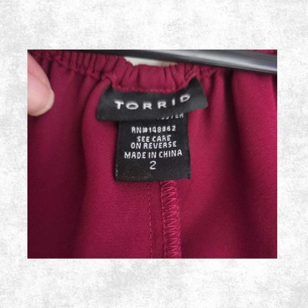 Torrid Off Shoulder Burgundy Ruffle Top Plus Size 2X Lace-Up Boho Goth Romance - Thumbnail 2