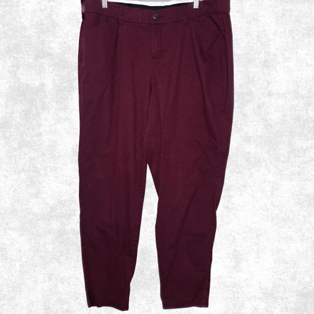 Lane Bryant Burgundy Stretch Cotton Trousers – Size 16 - Thumbnail 4
