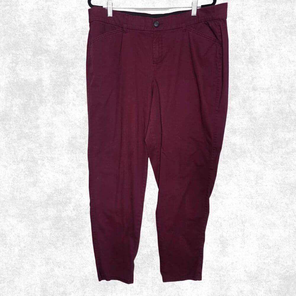 Lane Bryant Burgundy Stretch Cotton Trousers – Size 16 - Thumbnail 3