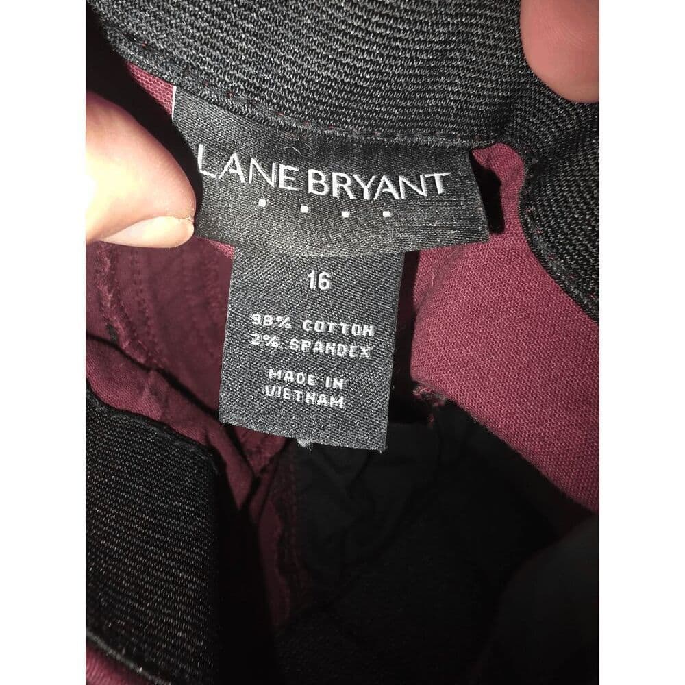 Lane Bryant Burgundy Stretch Cotton Trousers – Size 16 - Thumbnail 6
