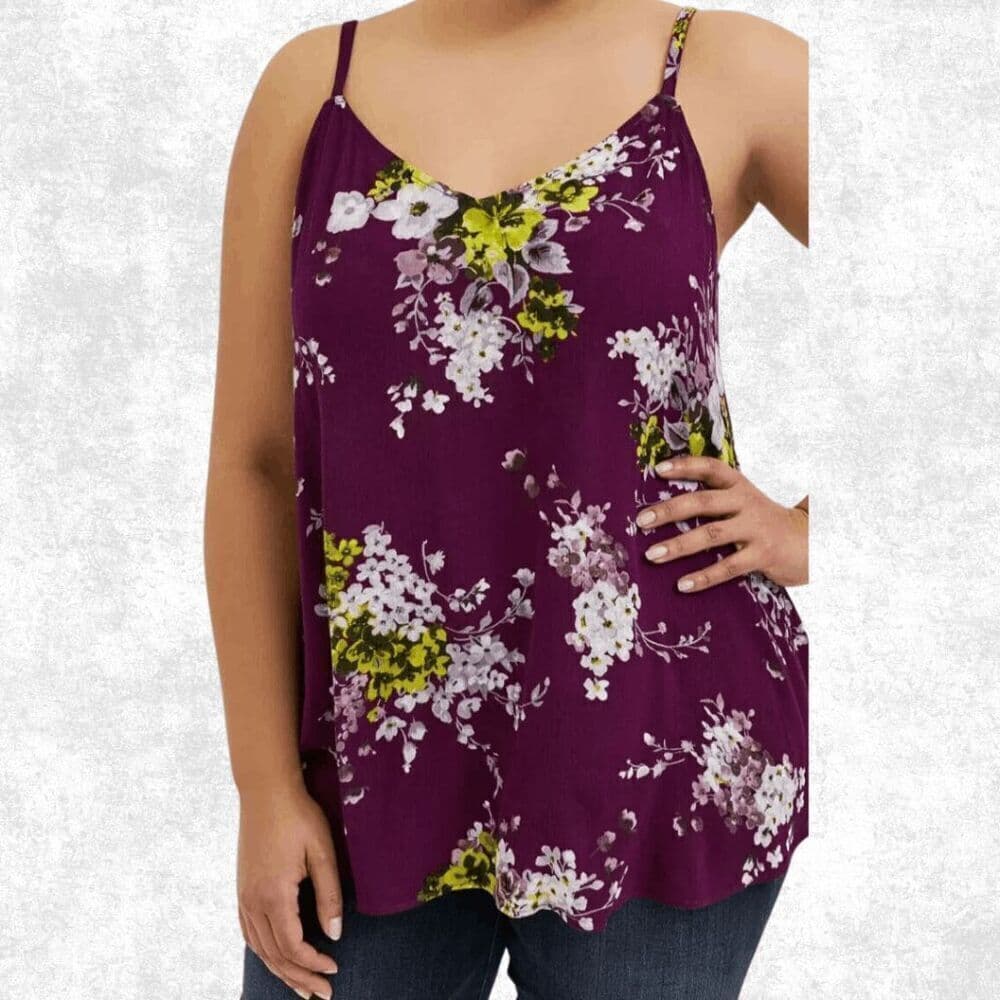 Torrid Purple Floral Cami – Size 0 (12) - Thumbnail 6
