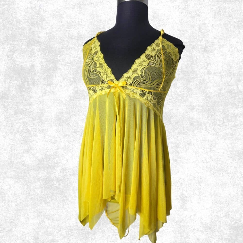 Avidlove Yellow Lace Babydoll Lingerie – 4X / XXXXL - Thumbnail 5