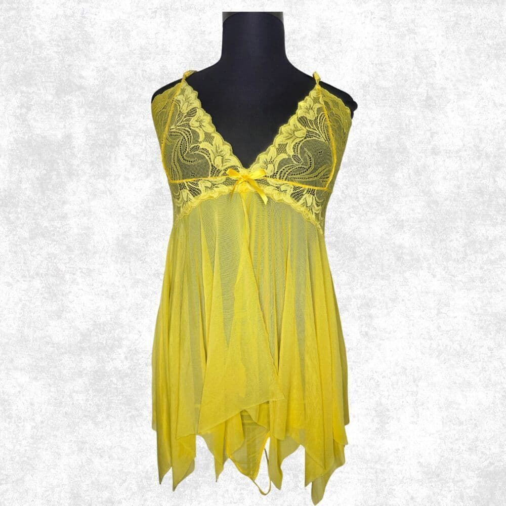 Avidlove Yellow Lace Babydoll Lingerie – 4X / XXXXL - Thumbnail 3