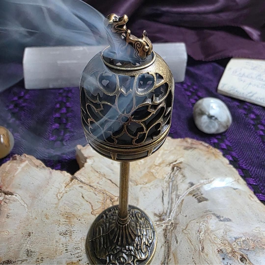 Mini Brass Pixiu Incense Burner | Altar Censer, Wealth Protection Ritual Tool - Thumbnail 4