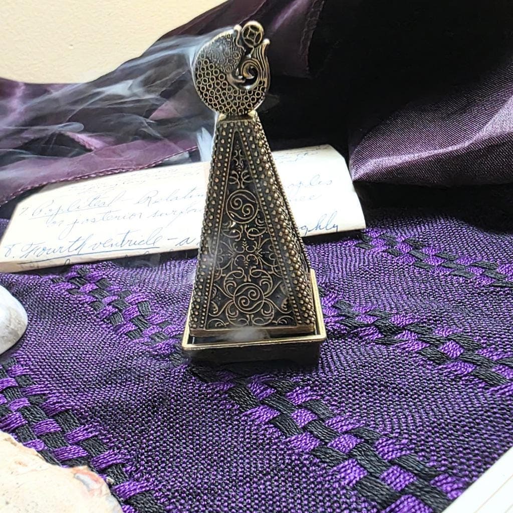 Brass Koi Fish Pagoda Incense Tower – Energetic Cleansing Censer - Thumbnail 3