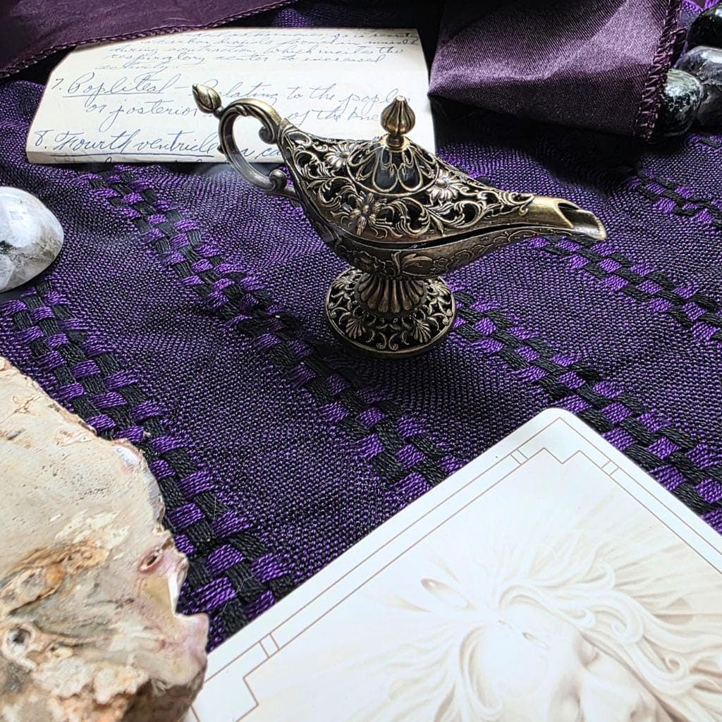 Mini Brass Genie Lamp Incense Burner – Magic Oil Lamp Censer for Altar - Thumbnail 4