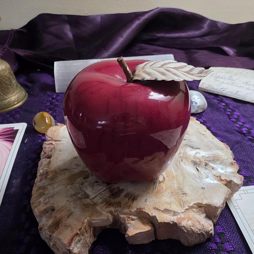 Red Ceramic Apple Altar Decor – Glossy Ritual Symbol for Protection, Passion, Ancestor Offerings - Thumbnail 5