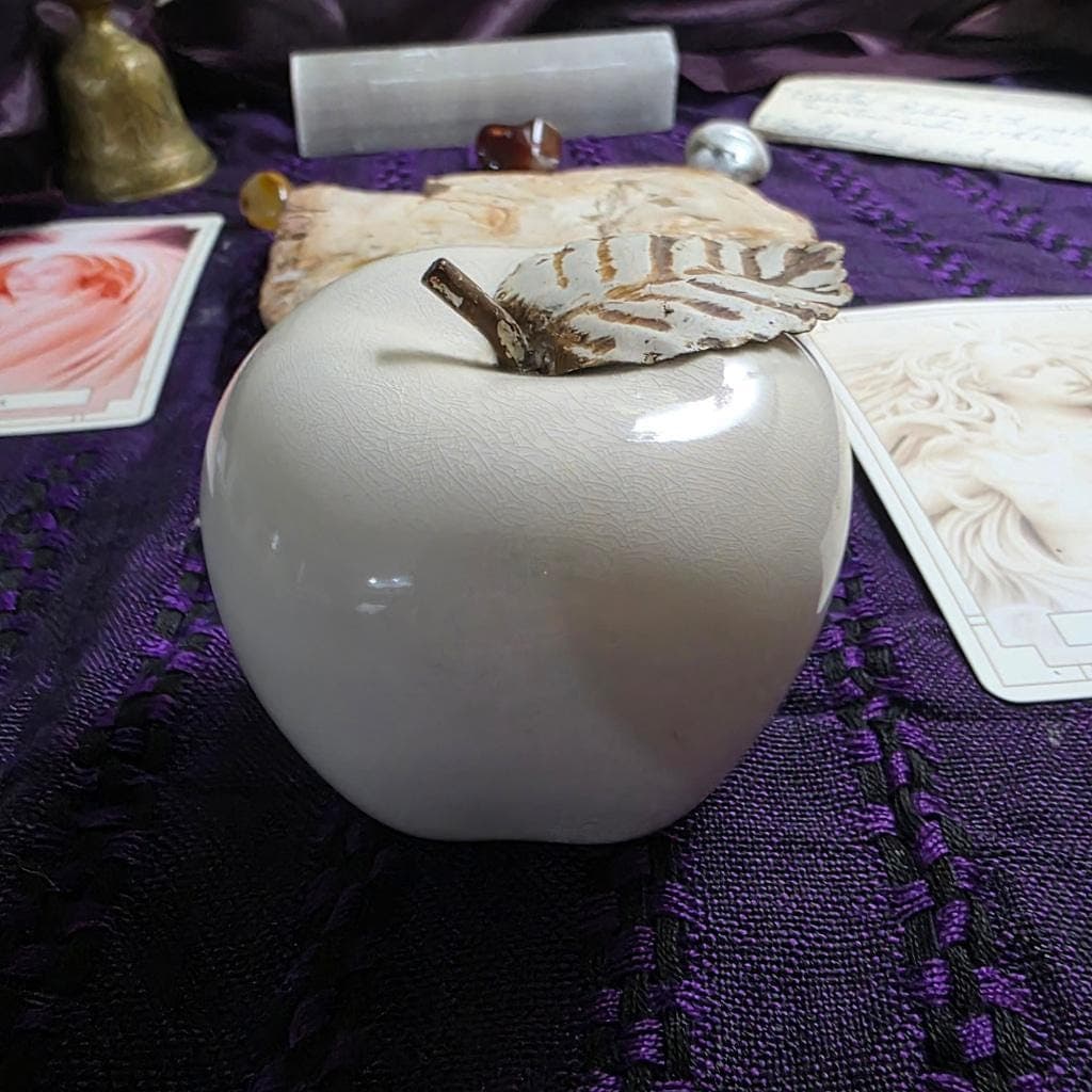 Ceramic Apple Altar Decor – White Glaze Ritual Symbol for Abundance, Knowledge, Earth Magick - Thumbnail 6