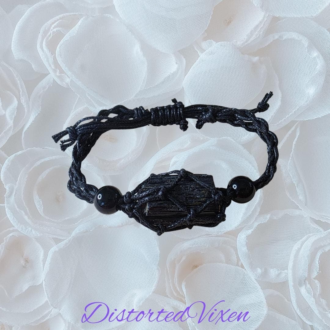 Black Tourmaline Macramé Jewelry, Raw Crystal Protection Necklace or Bracelet, Grounding Stone Jewelry - Thumbnail 11