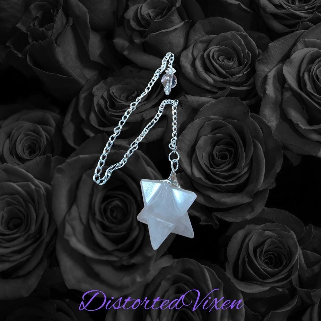Light Rose Quartz Merkaba Pendulum • Crystal Star Pendulum for Divination • Soft Witch Tools - Thumbnail 7