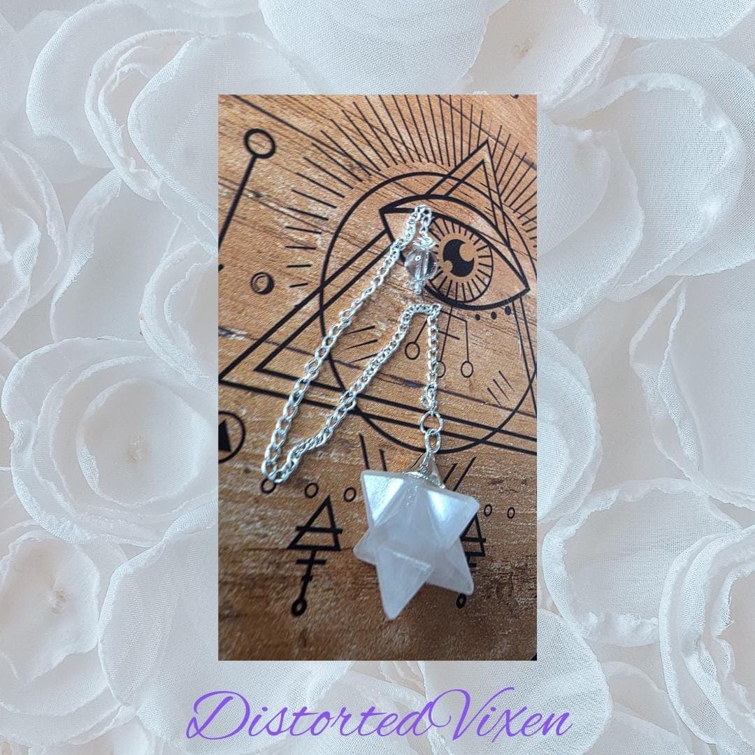 Light Rose Quartz Merkaba Pendulum • Crystal Star Pendulum for Divination • Soft Witch Tools - Thumbnail 5