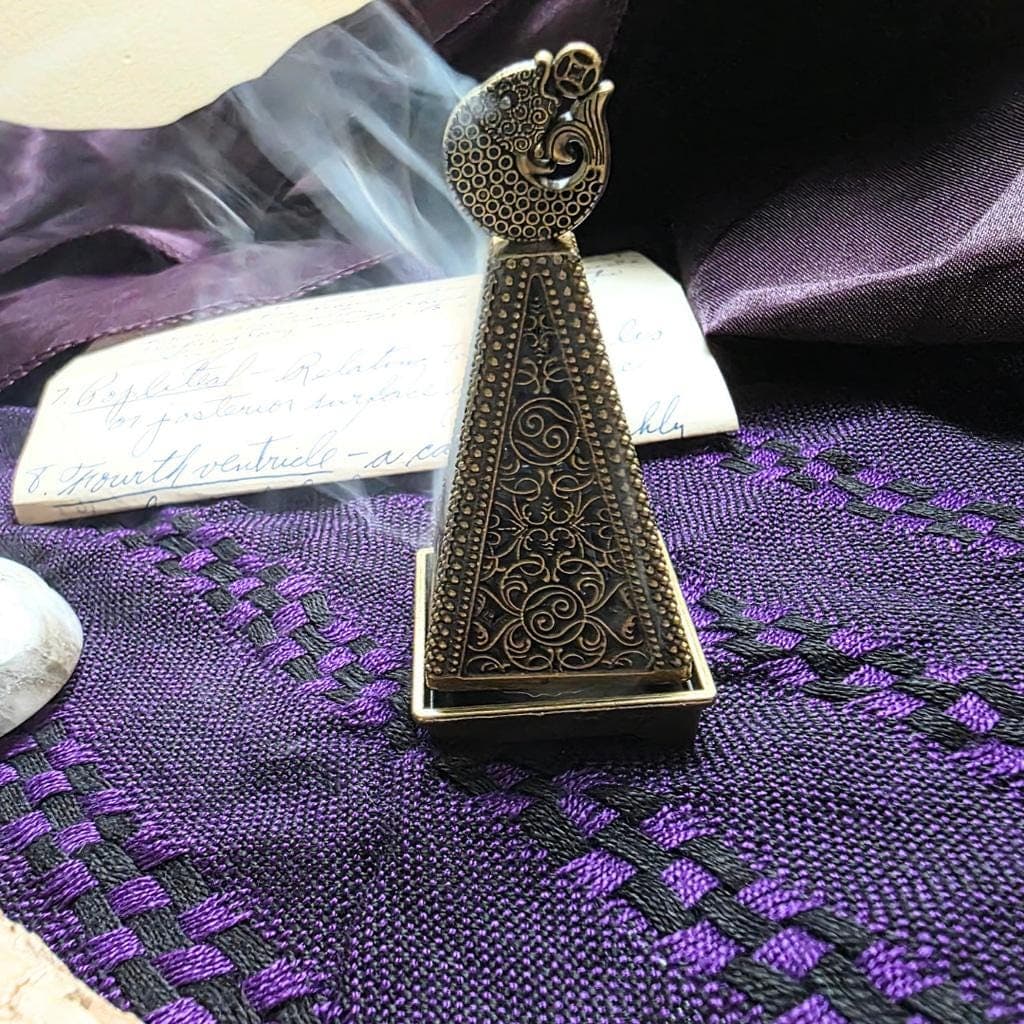 Brass Koi Fish Pagoda Incense Tower – Energetic Cleansing Censer - Thumbnail 2