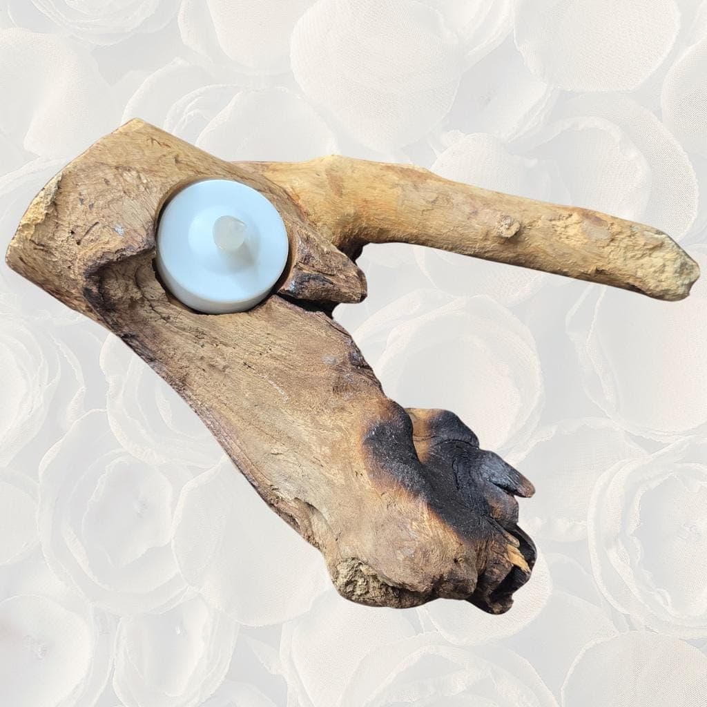 Natural Driftwood Tea Light Holder - Sculptural Found Wood Altar - Unique Rustic - Thumbnail 5