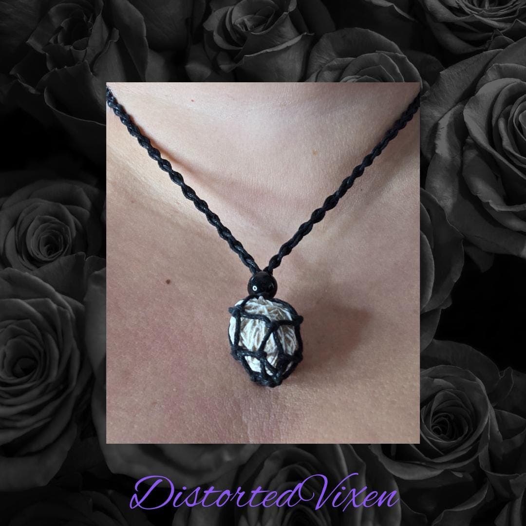 Desert Rose Crystal Necklace – Adjustable Macramé Pouch – Protection & Clarity Jewelry - Thumbnail 2