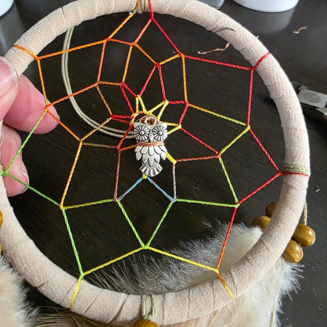 Owl Spirit Dreamcatcher – Wisdom, Protection Talisman, Sacred Space Decor - Thumbnail 5