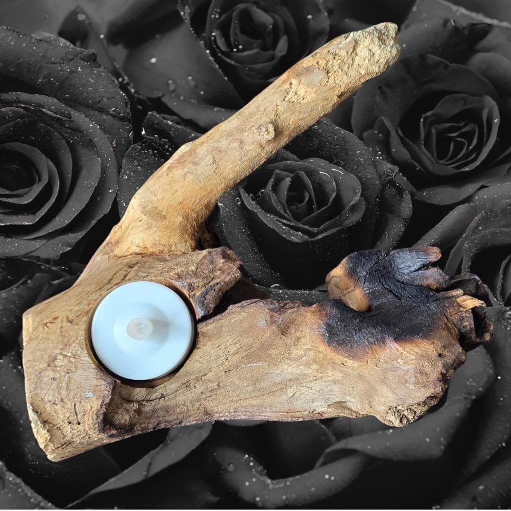 Natural Driftwood Tea Light Holder - Sculptural Found Wood Altar - Unique Rustic