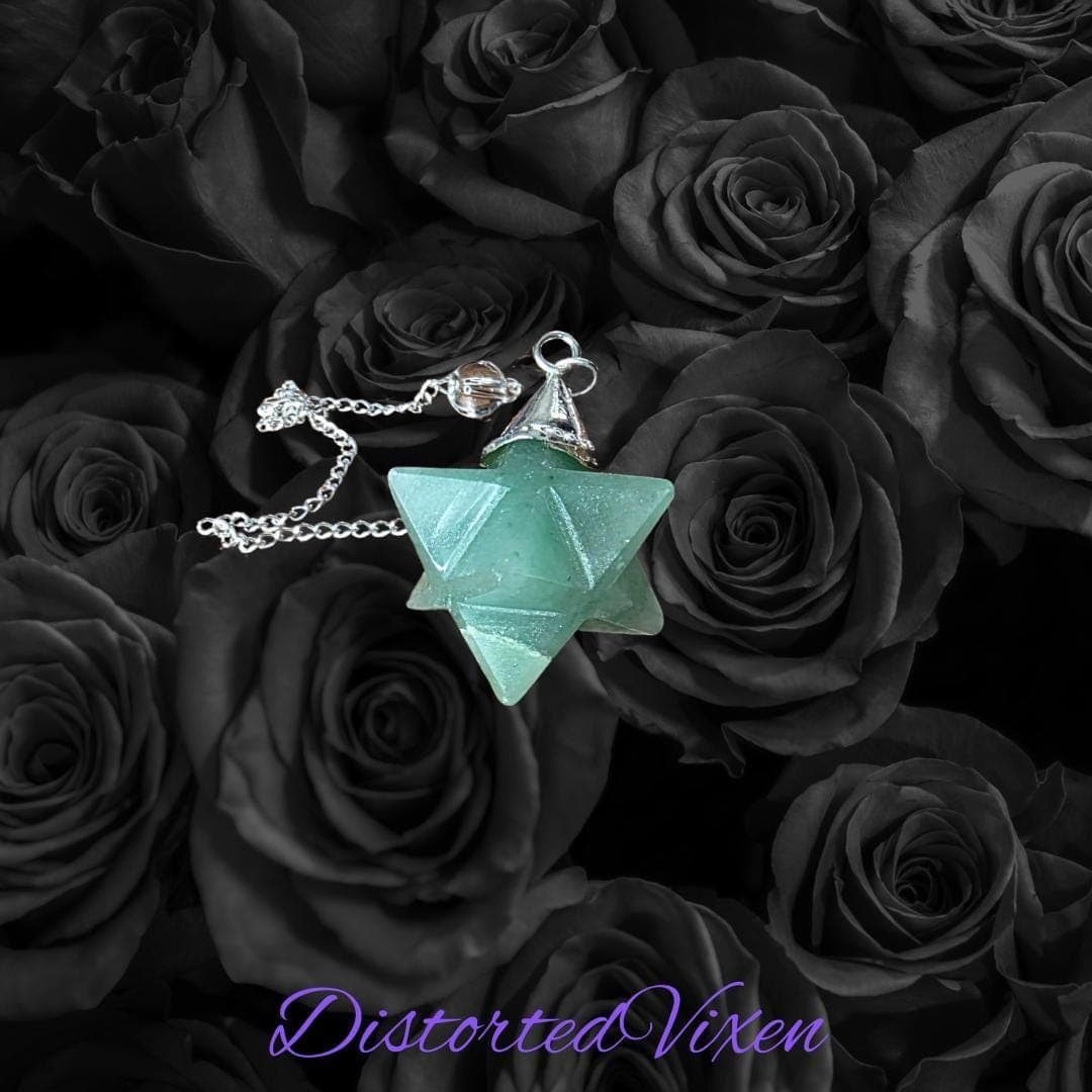 Green Aventurine Merkaba Star Pendulum • Witchy Divination Necklace - Thumbnail 6